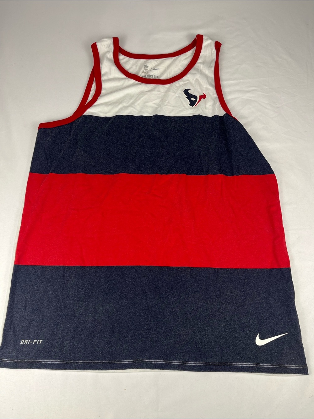 Nike Men’s Red White Navy Houston Texans Stripe Tank Top